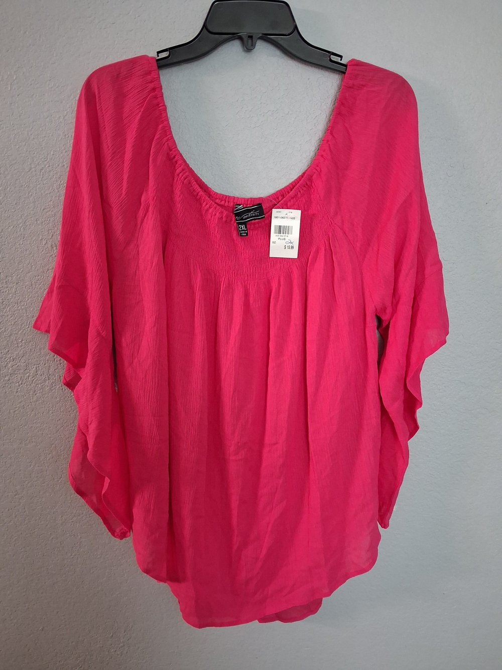 Avenue Bright Pink Scoop Neck Tunic Top